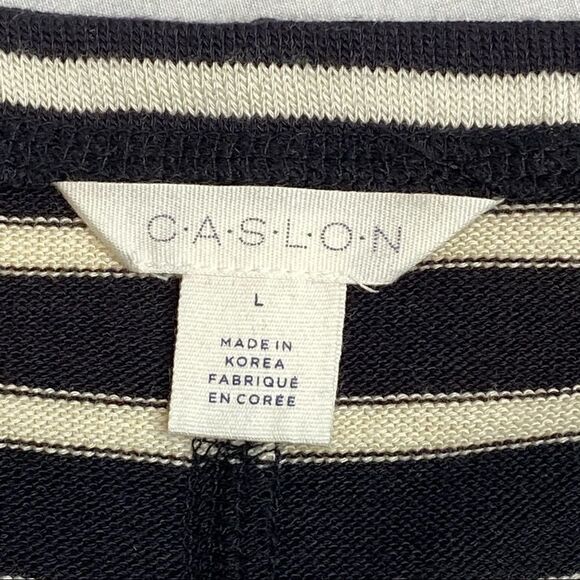 Caslon black and white striped 3/4 sleeve tunic top size L - Picture 9 of 14